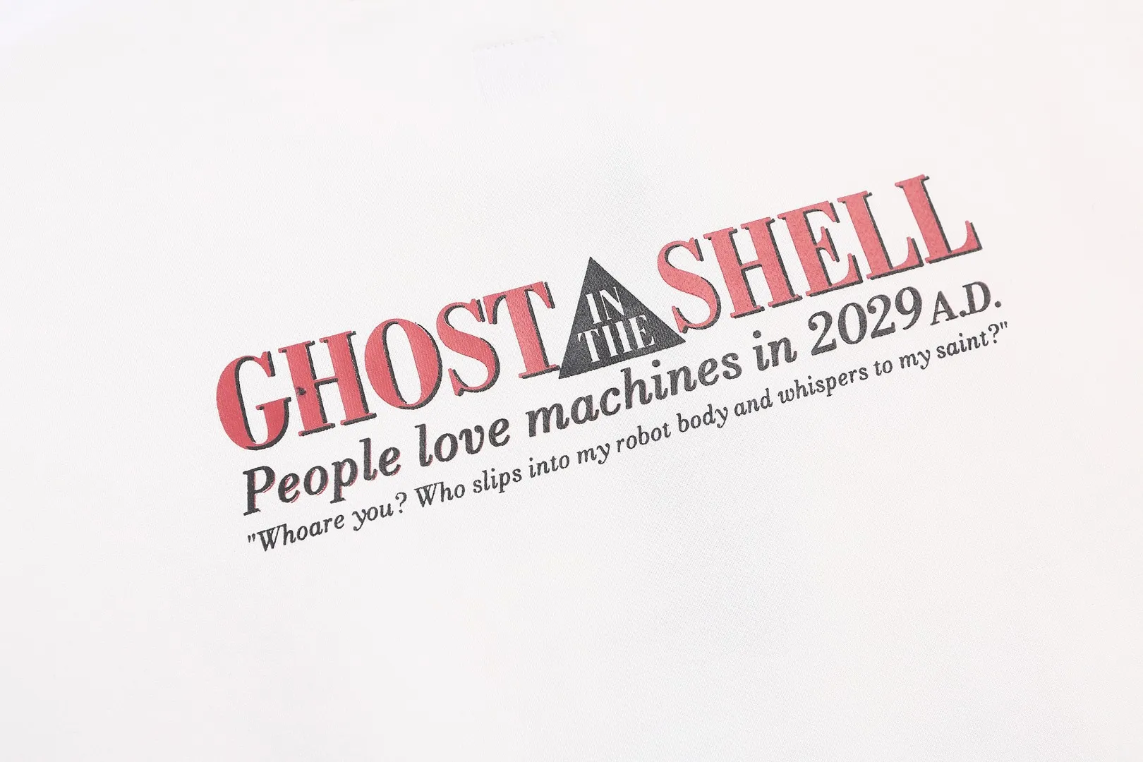 Saint Michael Ghost in the Shell anime character print retro Vintage loose velvet crew neck sweatshirt Fabric: 420g Style number: SM602 Size: S-M-L-XL Color: White Price: P190
